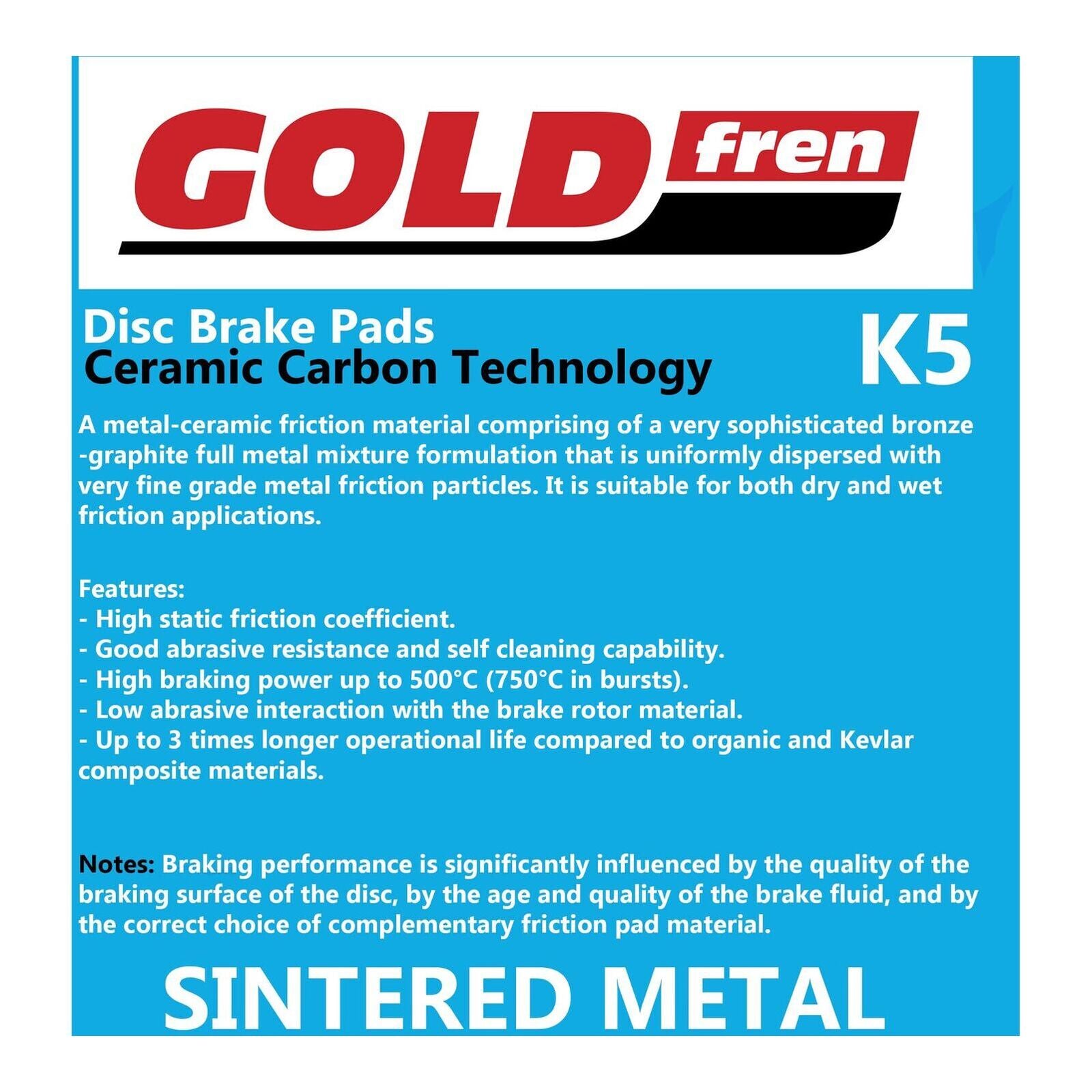 GOLDfren Brake Pads Off-Road Racing GF339 - K5 ( PR410 )
