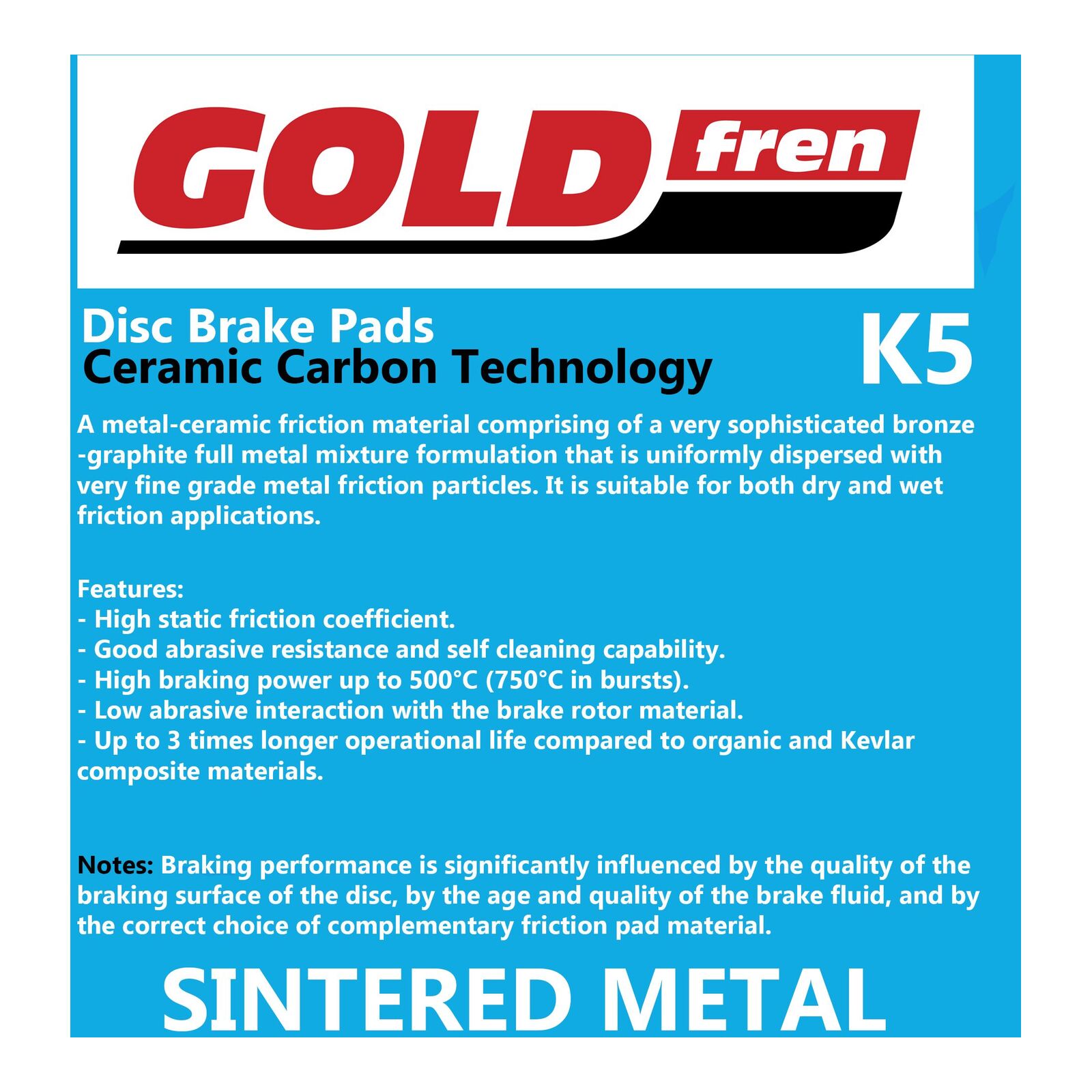 GOLDfren Brake Pads Off-Road Racing GF383 - K5 ( PR522 )