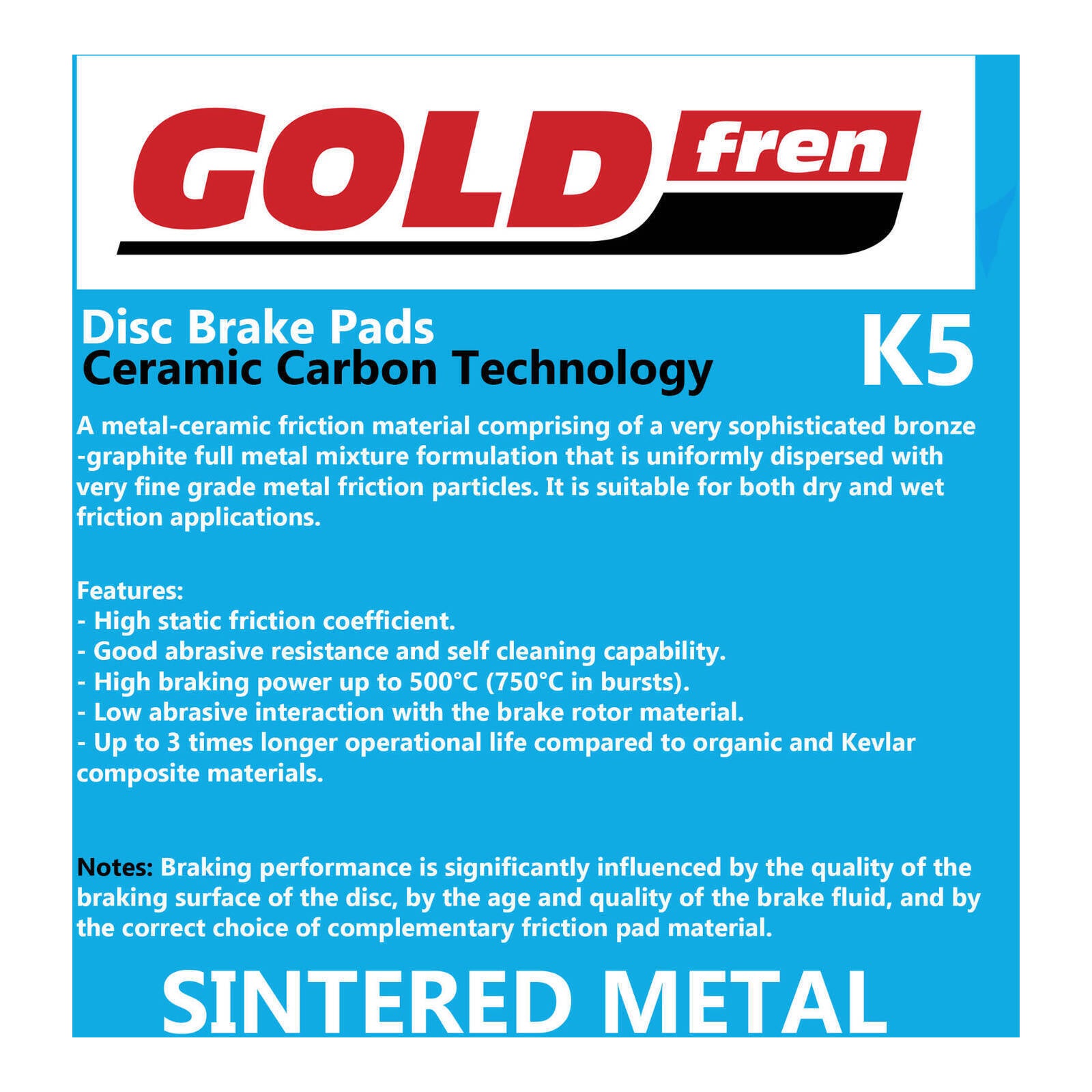 GOLDfren Brake Pads Off-Road Racing GF019 - K5 (PR119)