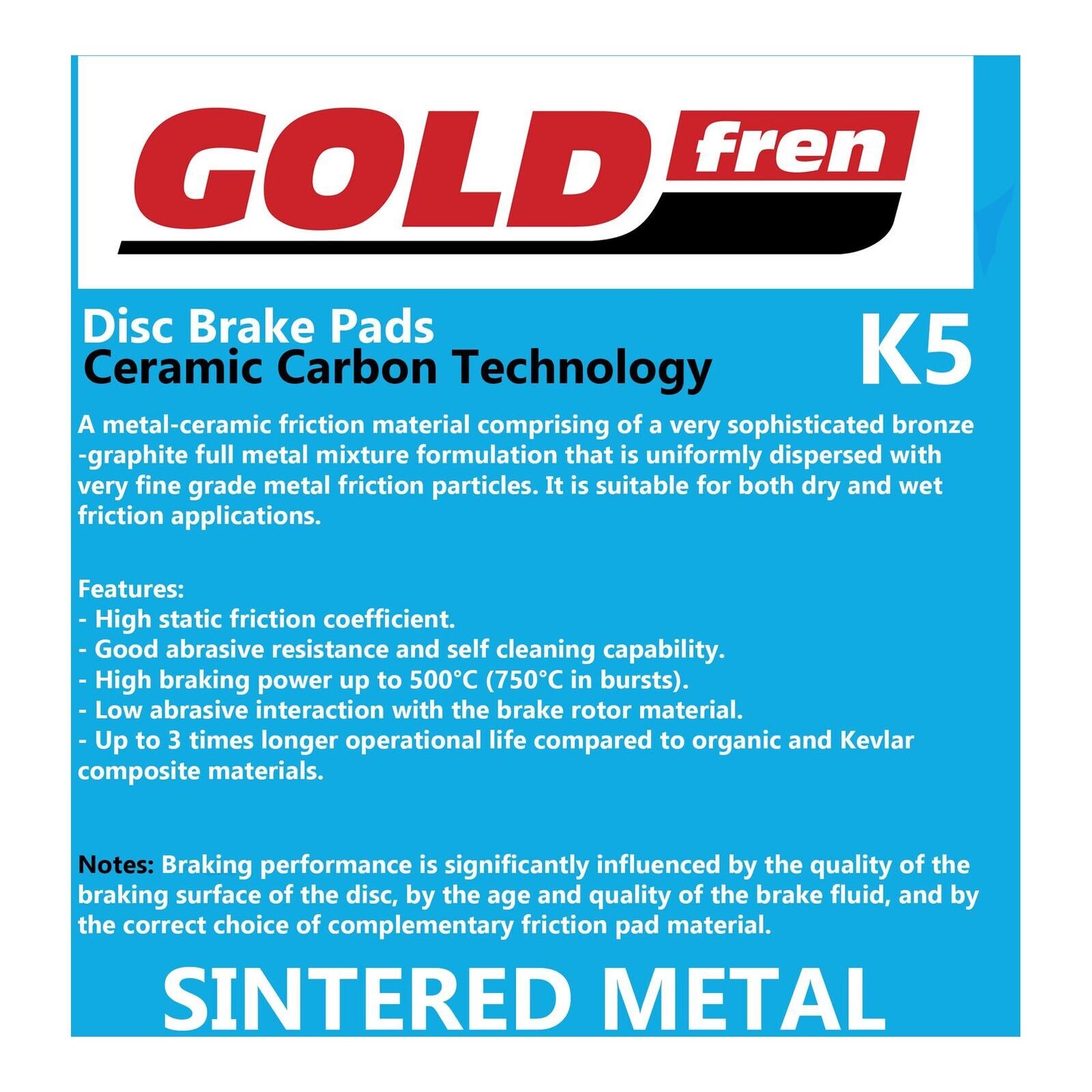 GOLDfren Brake Pads Off-Road Racing GF385 - K5 ( PR525 )