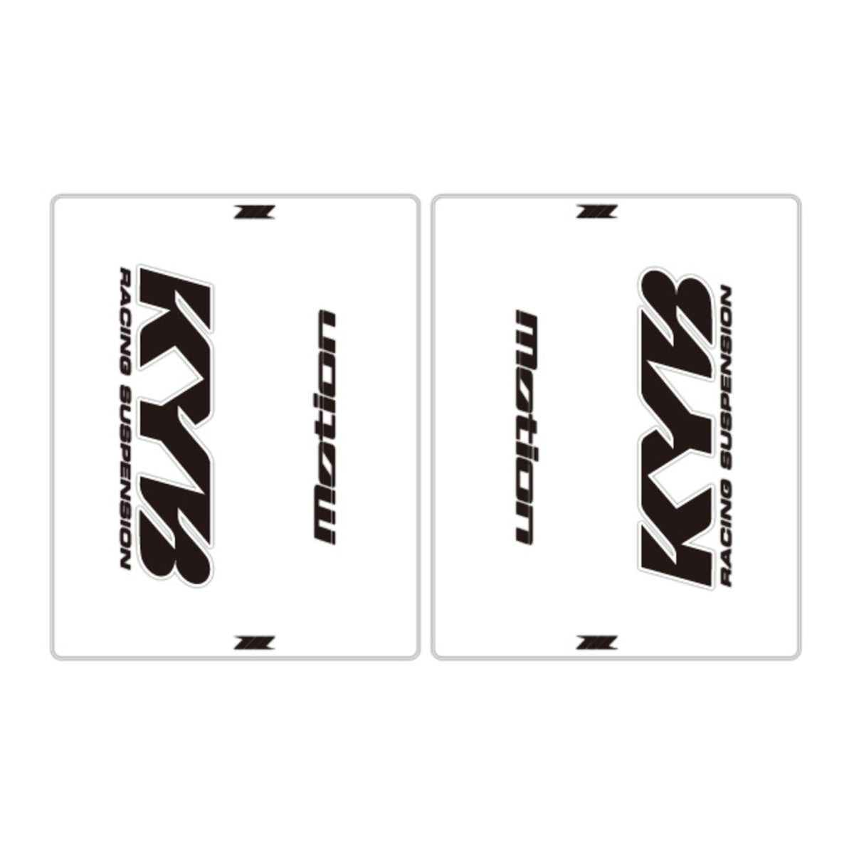 DRC Motion Front Fork Outer Decals- KYB 14 - Clear/Black/White