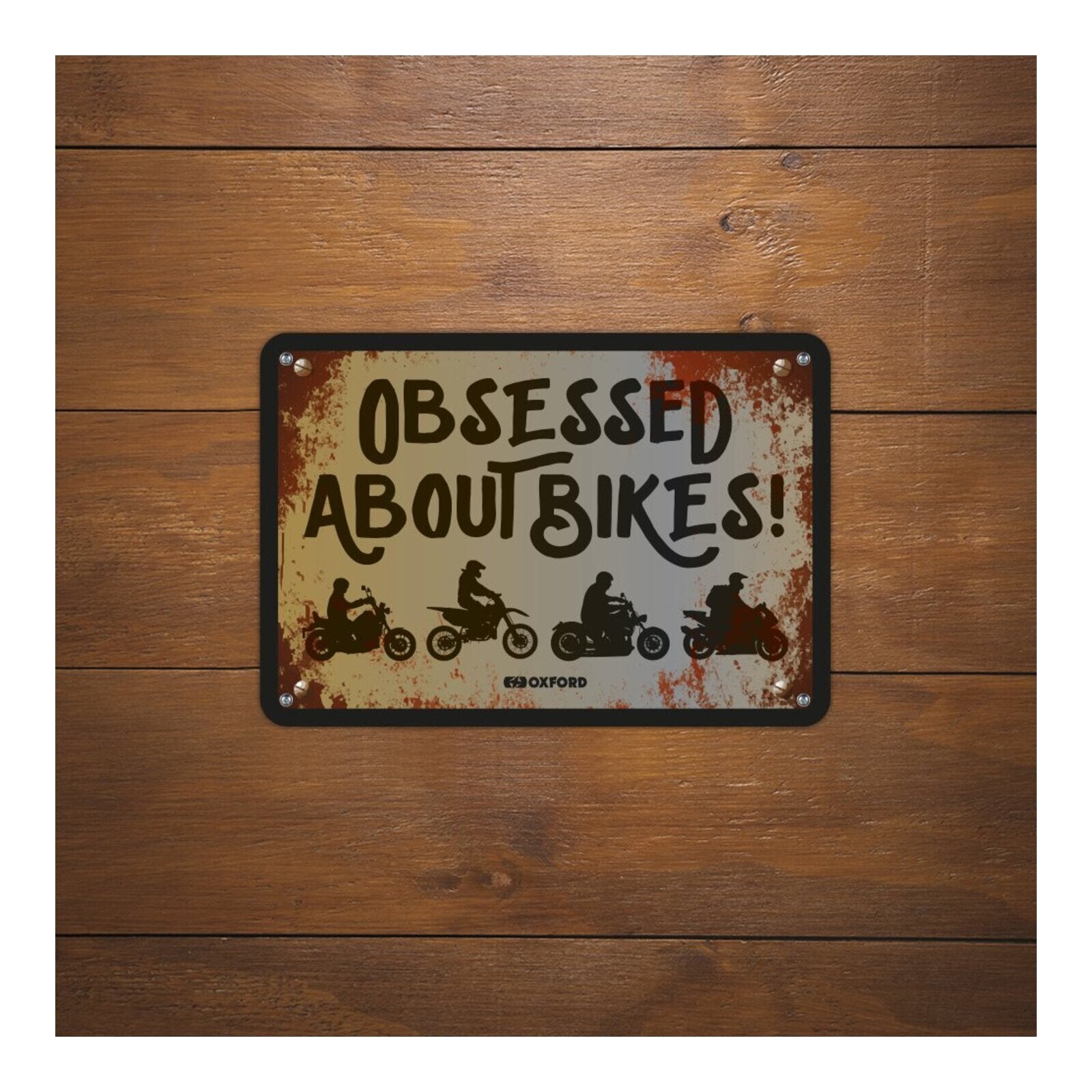 Oxford Garage Metal Sign: Obsessed About Bikers