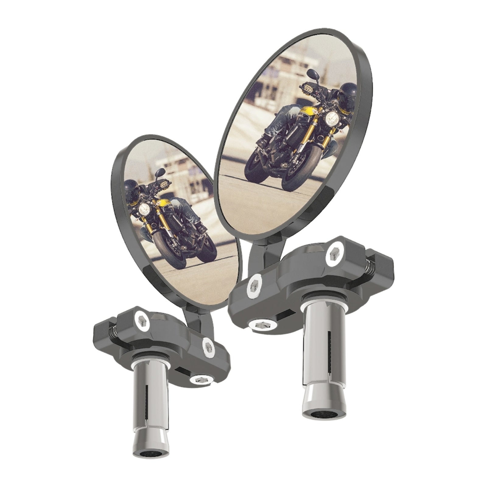 Oxford Bar End Mirrors - Silver (Pair)